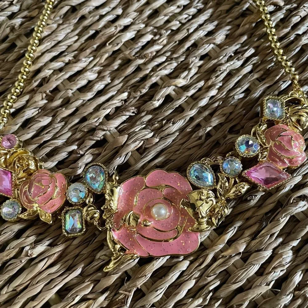 Disney Belle Gold Jeweled Kids Necklace